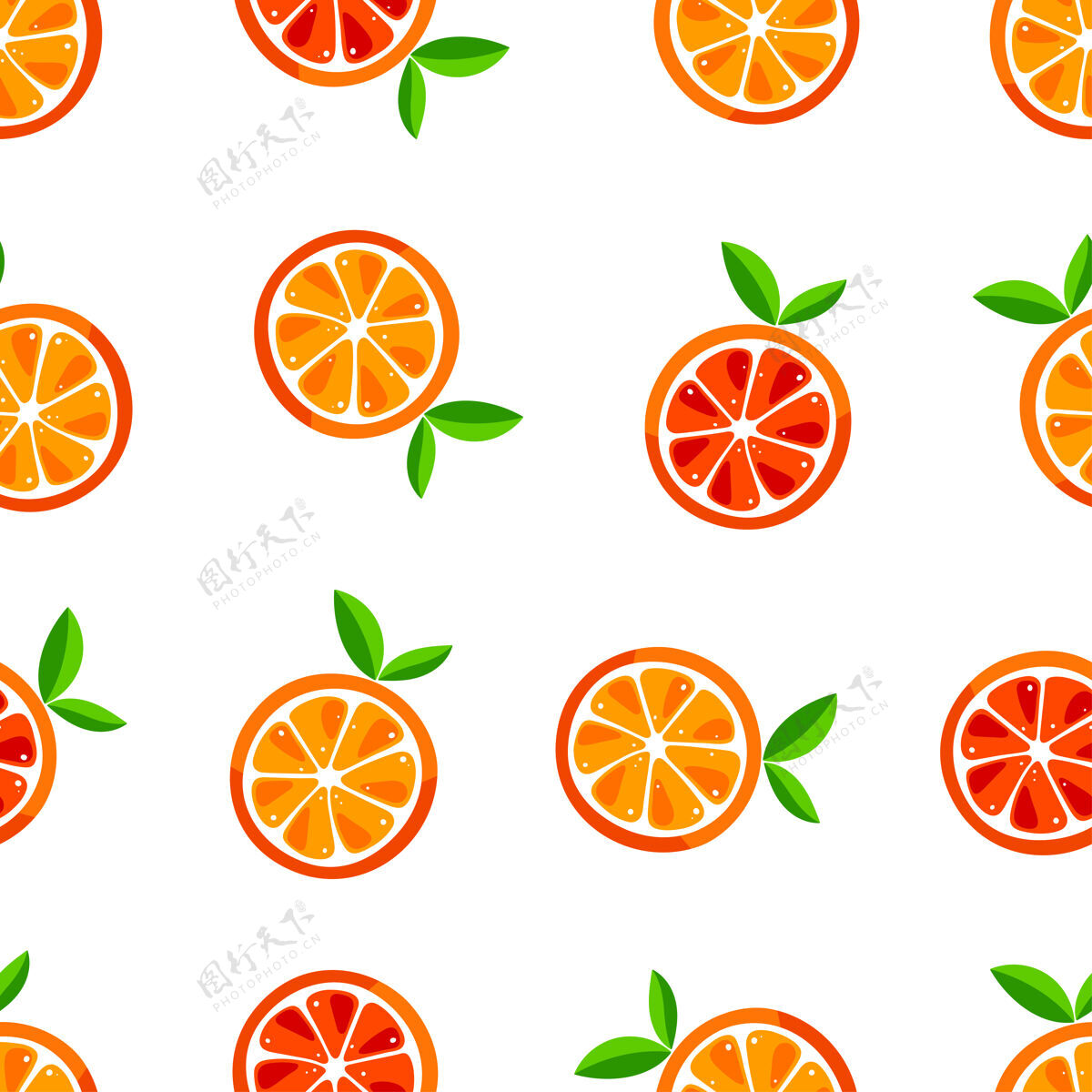 夏天可爱的无缝图案橘子.矢量插图果汁模式无缝