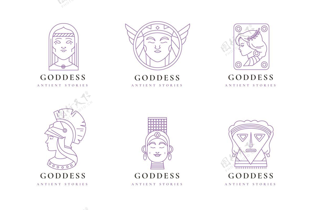 公司线性平面女神标志系列线性品牌标志