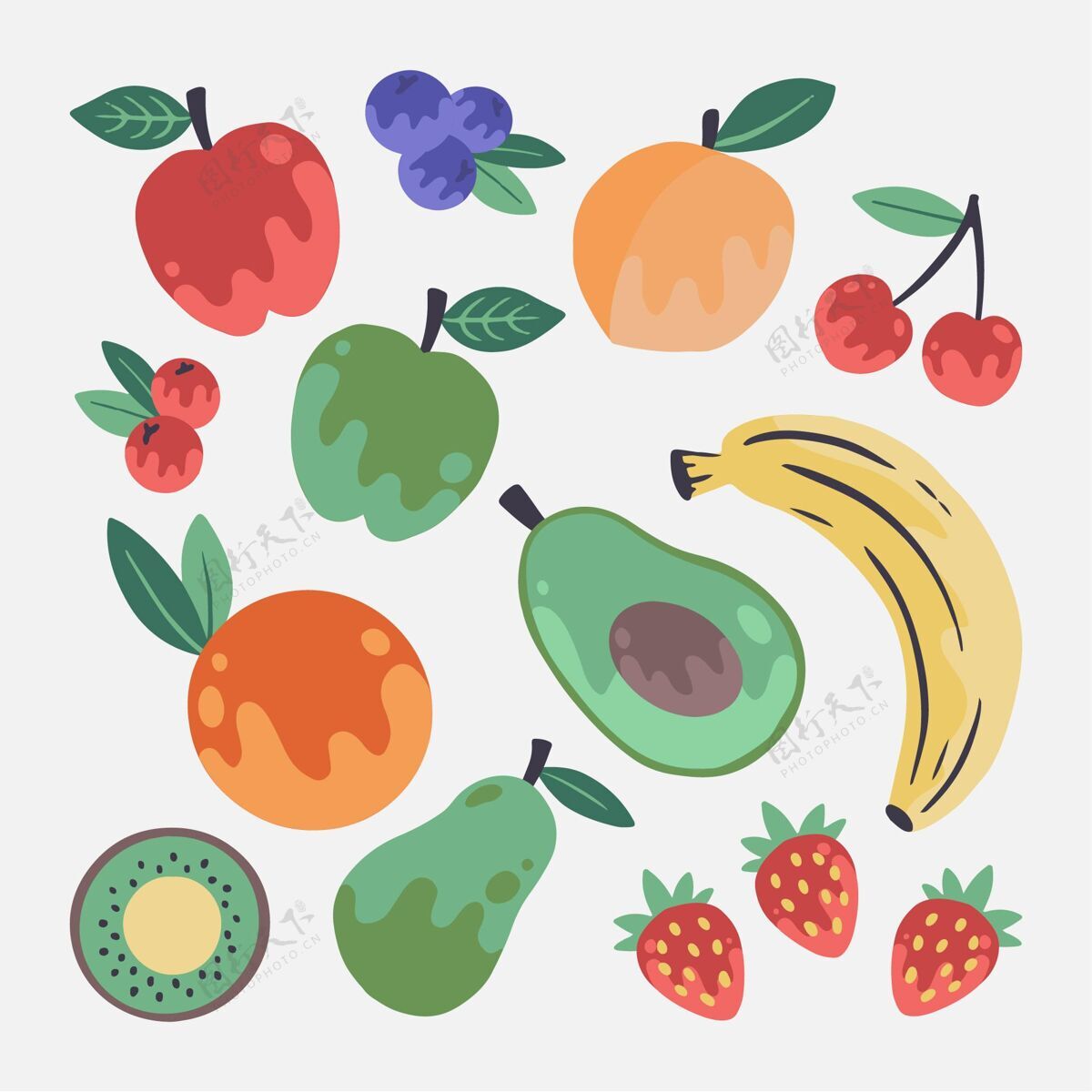 食品手绘水果包天然美味套装