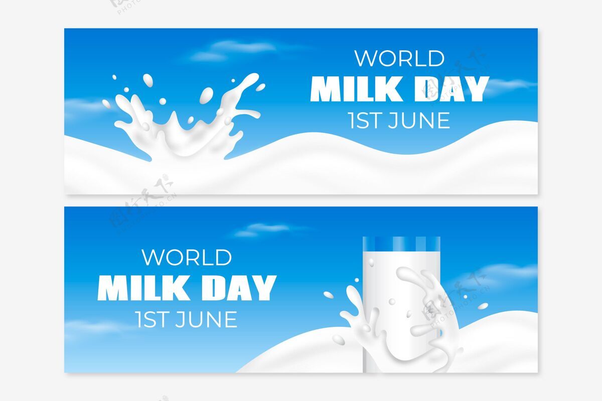 牛奶现实世界牛奶日横幅集现实牛奶全球