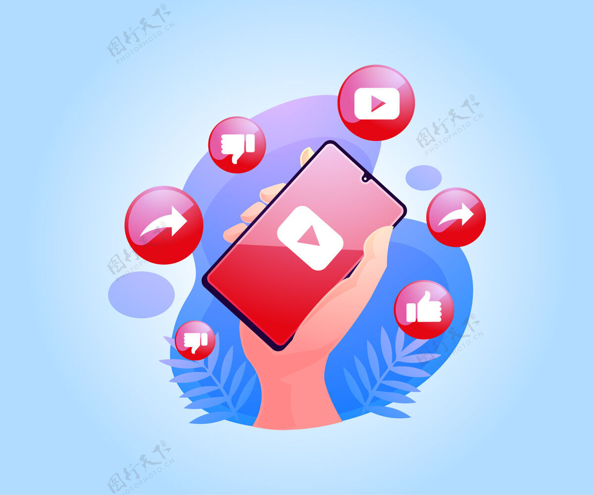 网络智能手机上的社交媒体youtube应用程序移动分享手