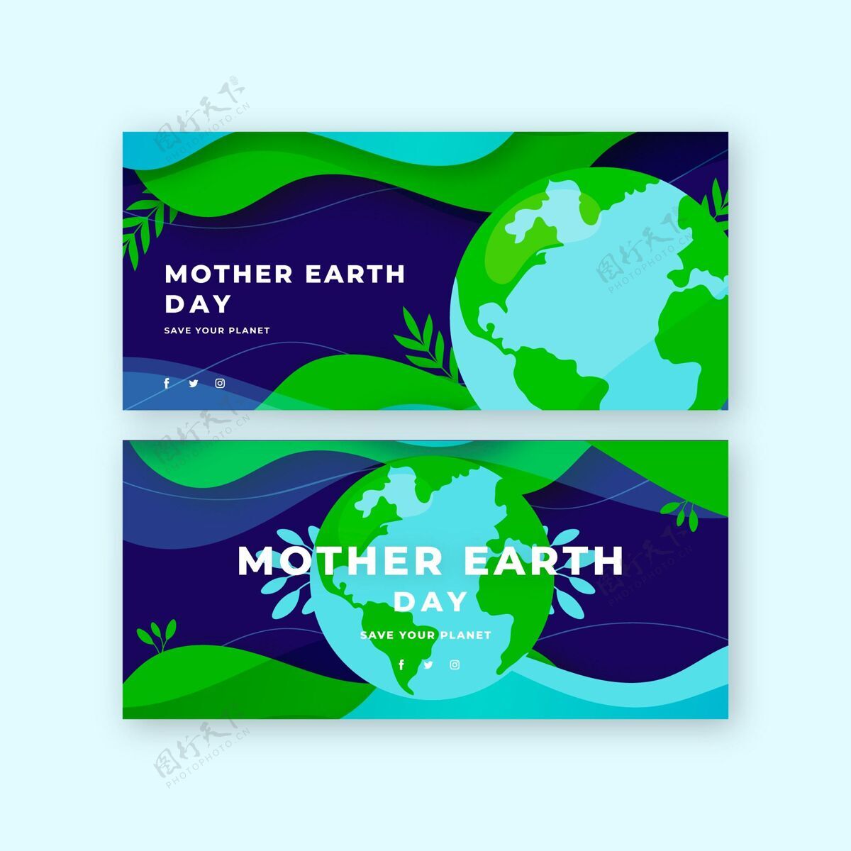 生态系统平地母亲地球日横幅集横幅地球4月22日