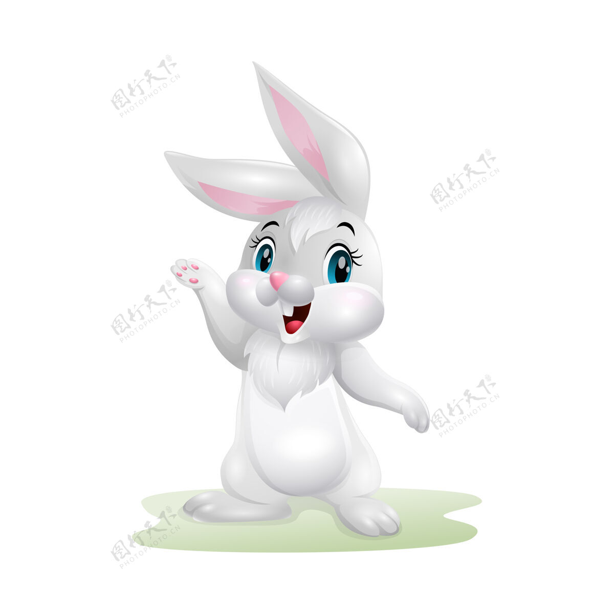 草卡通快乐草兔动物卡通兔子