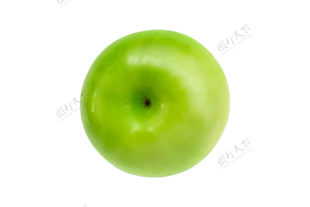 营养顶视图新鲜绿苹果隔离单一水果健康
