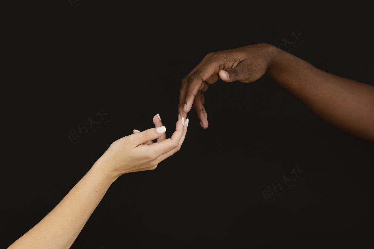 停止种族主义双手互相接触社区黑人背景生活方式
