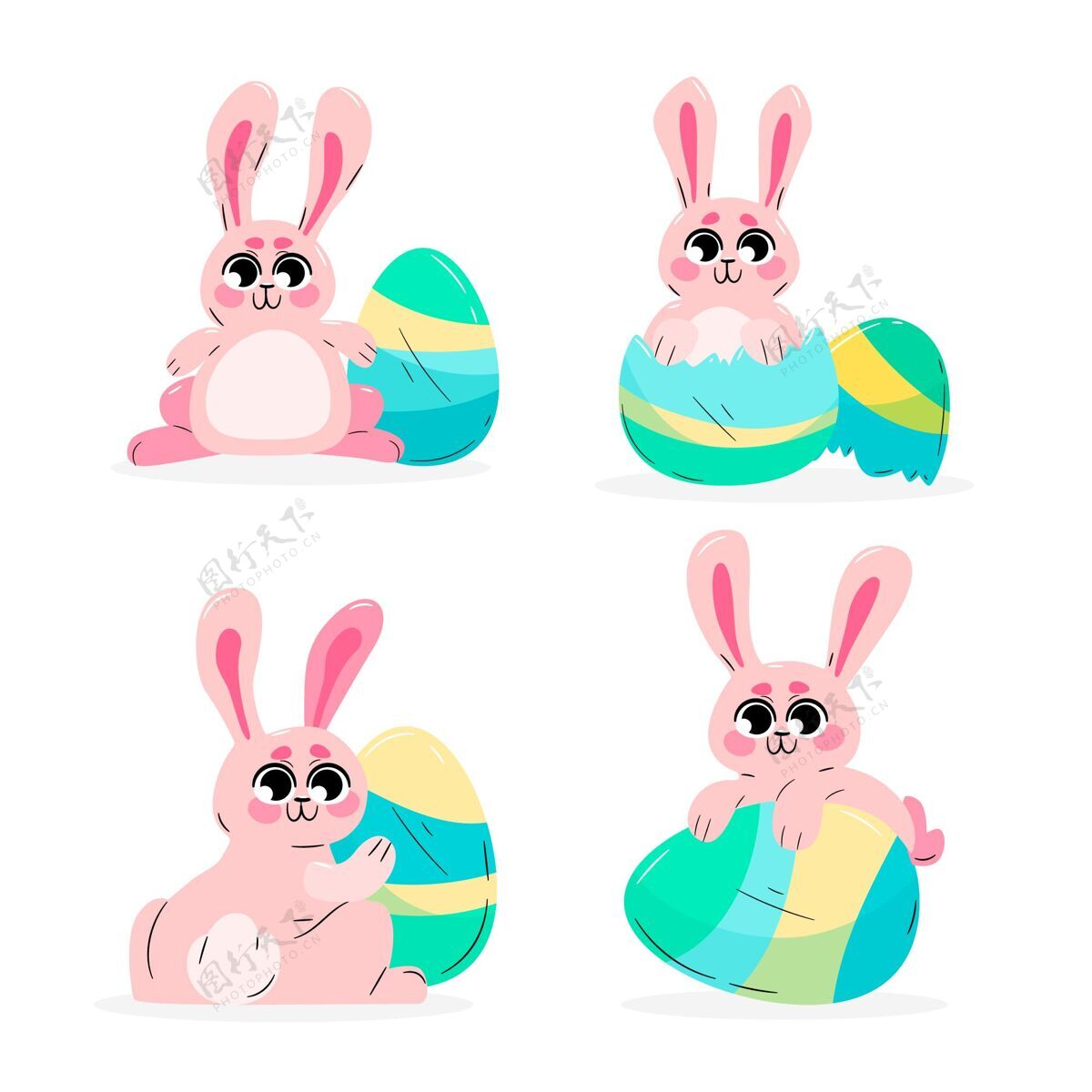 节日手绘复活节兔子系列纪念可爱帕斯卡