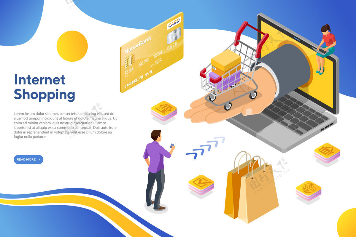 支付网上购物与笔记本电脑和手购物车购物服务三维