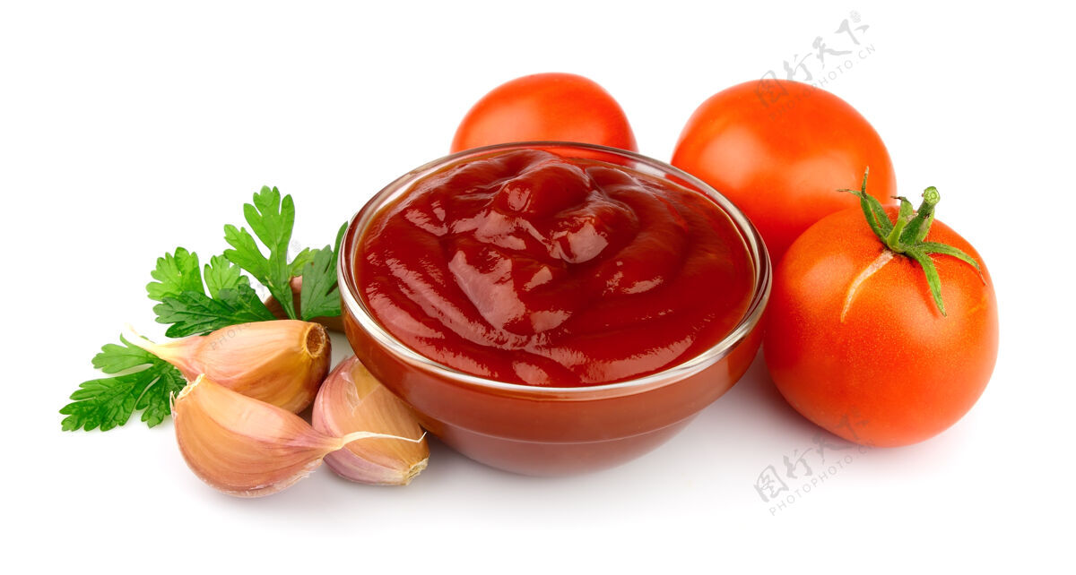 番茄番茄酱加香料和蔬菜漩涡菜番茄酱