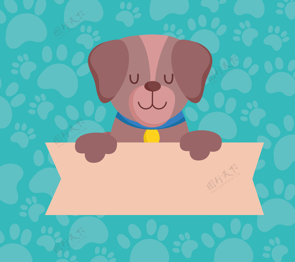 小狗宠物可爱的狗与横幅 动物卡通国内矢量插画狗卡通绘画