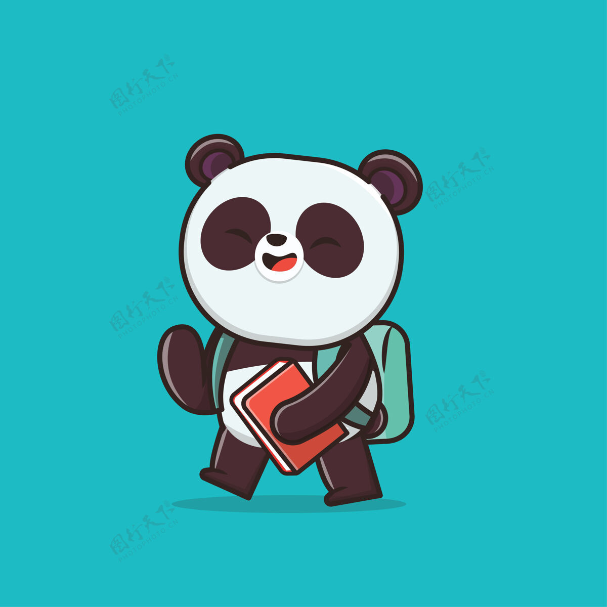 书可爱的卡哇伊熊猫回学校了卡通可爱的熊猫回到学校