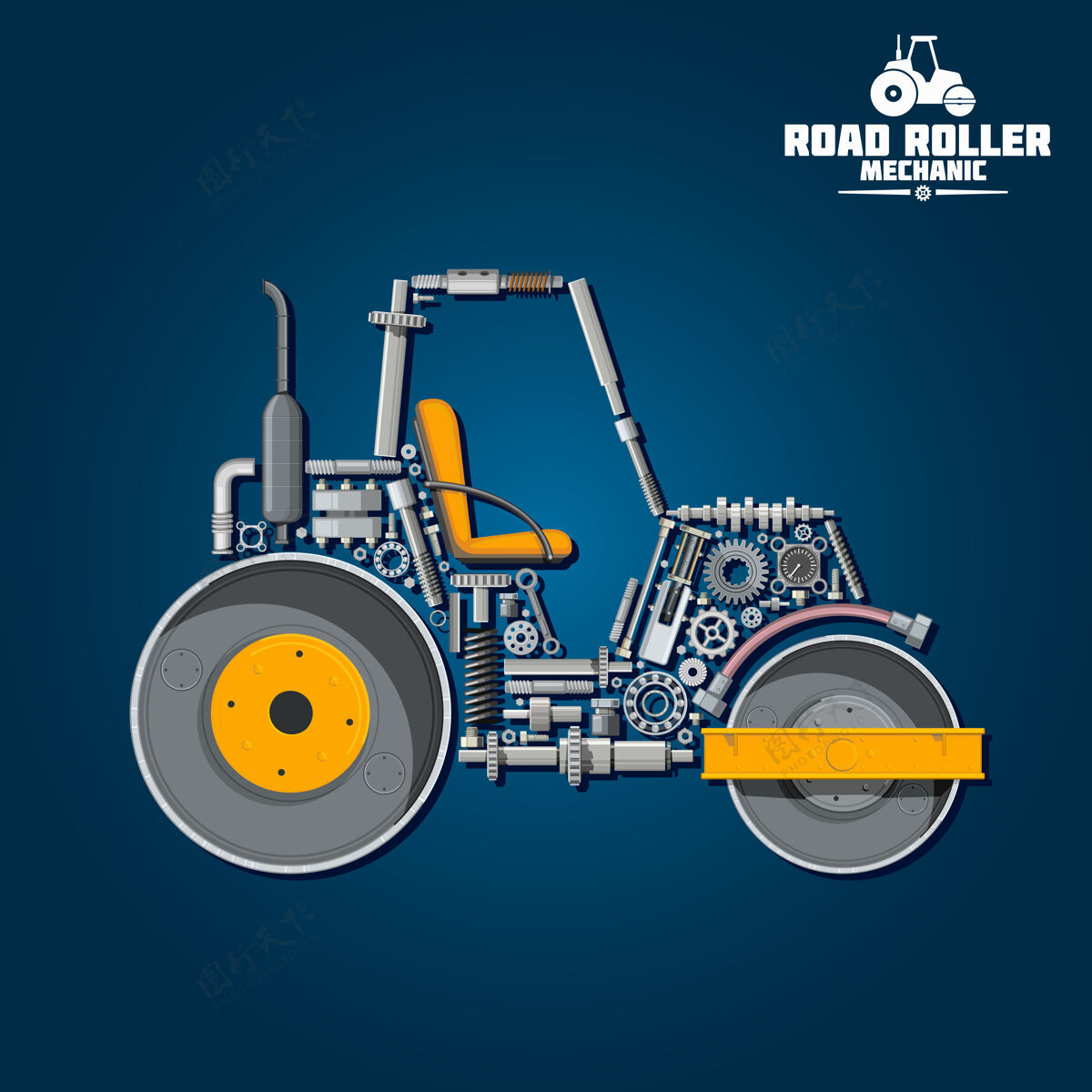 车轮压路机机械符号运输设计使用重型压路机机械