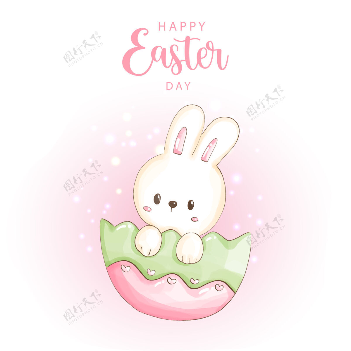 卡片复活节快乐 可爱的兔子和复活节彩蛋问候语复活节快乐兔子