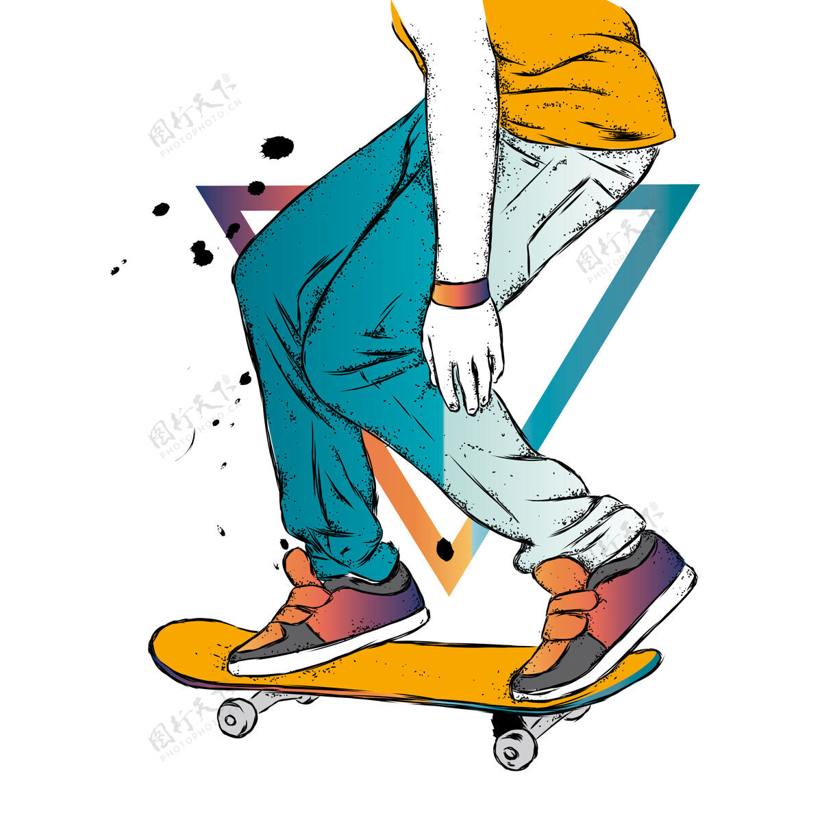 男人滑板手和滑板运动时尚款式