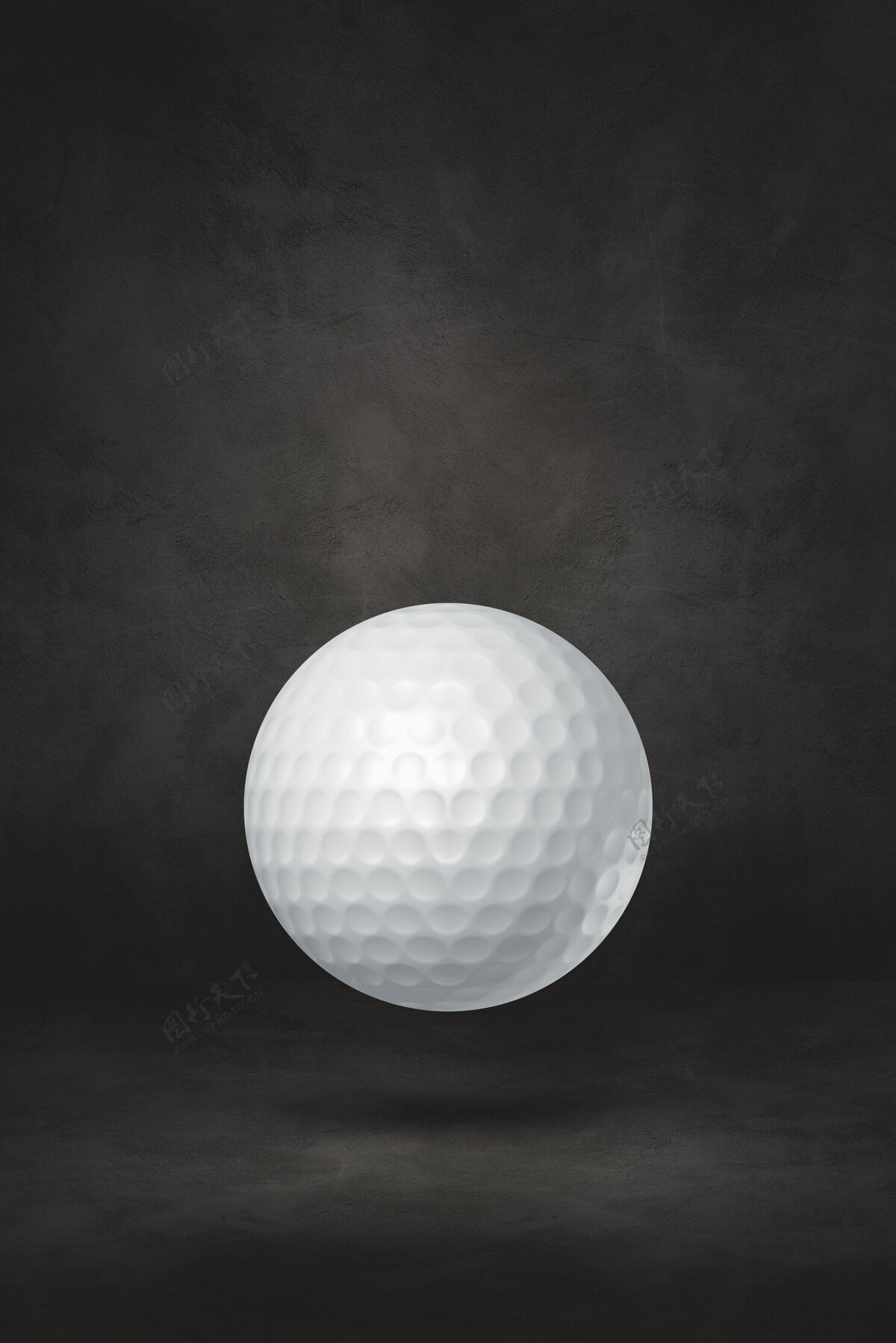 冠军白色的高尔夫球被隔离在黑色的工作室背景上游戏游戏混凝土