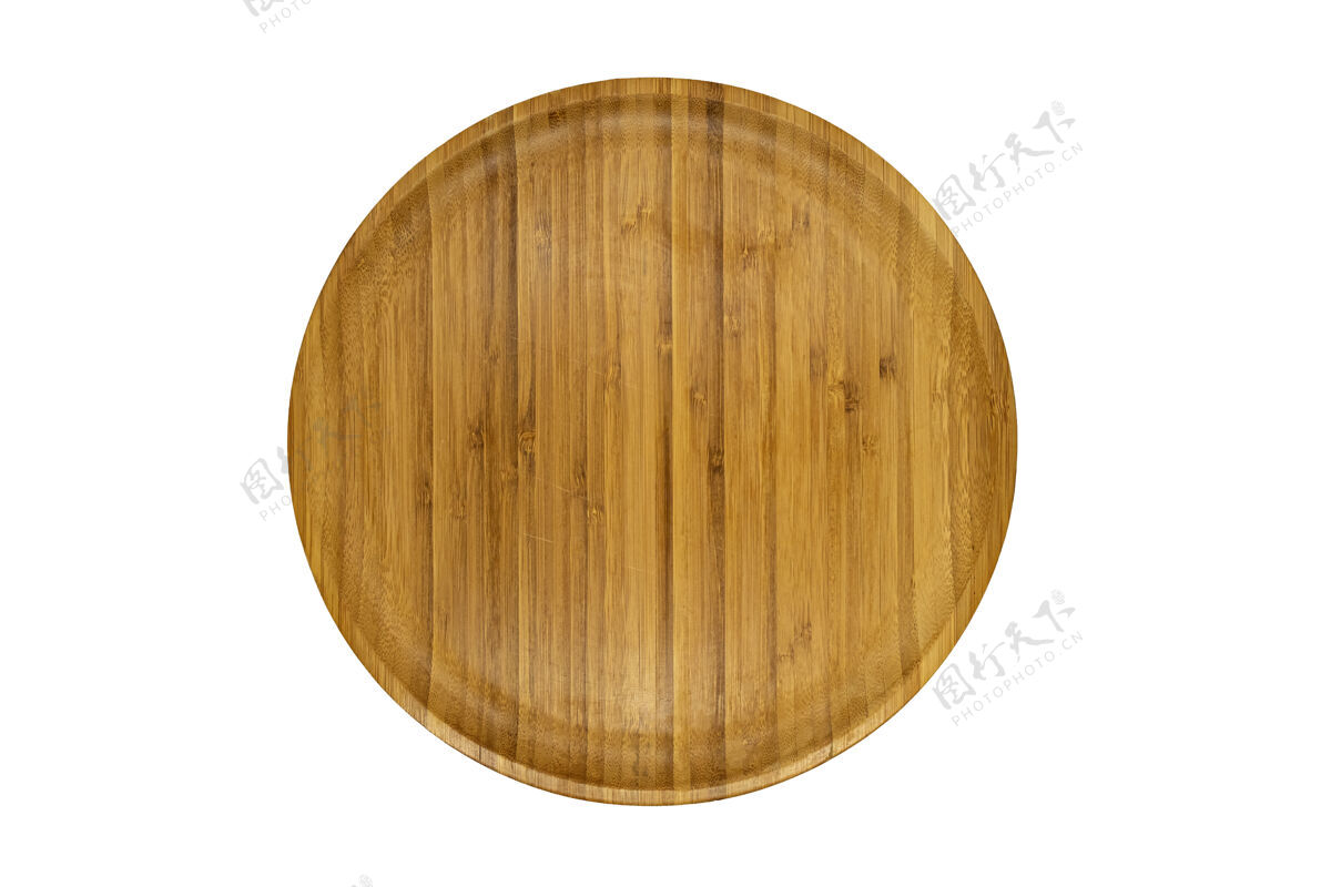 圆形空竹木棕板隔上白空的烹饪亚洲