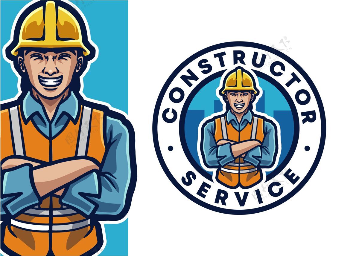吉祥物建筑工人吉祥物标志插图建造商建筑建筑工人
