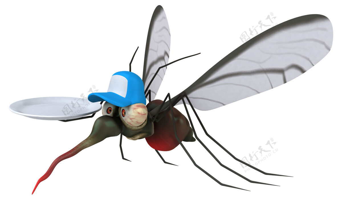 盘子蚊子-三维插图隔离快速动物