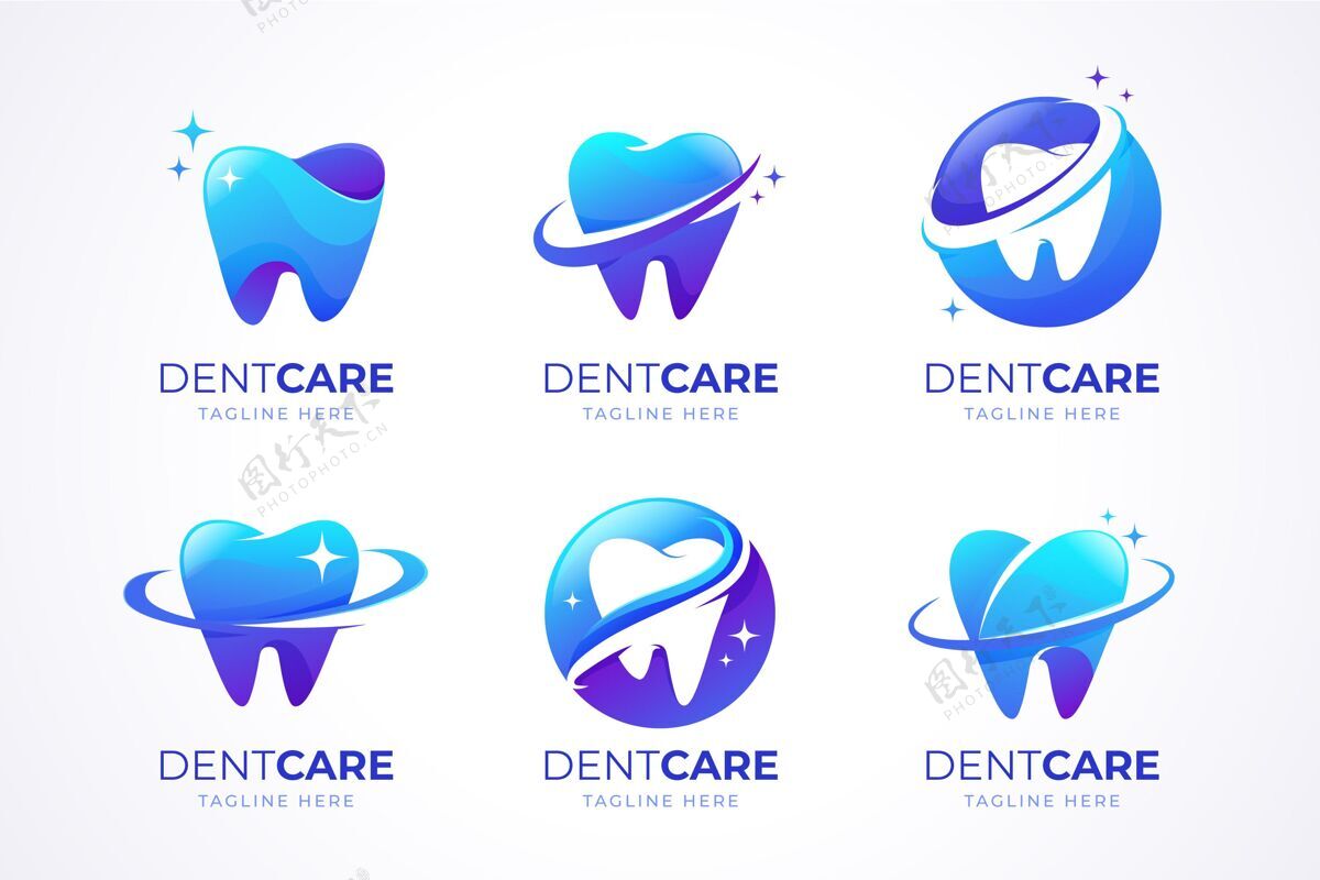企业渐变牙科标志系列公司牙科标识梯度
