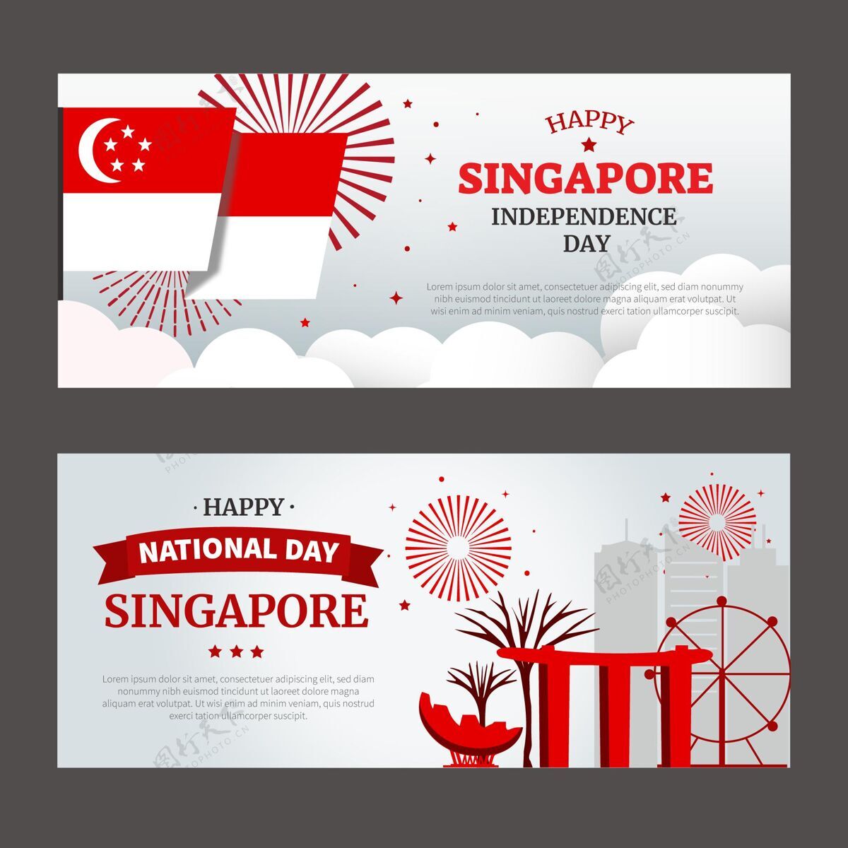 8月9日新加坡国庆横幅集新加坡国旗平面设计庆祝