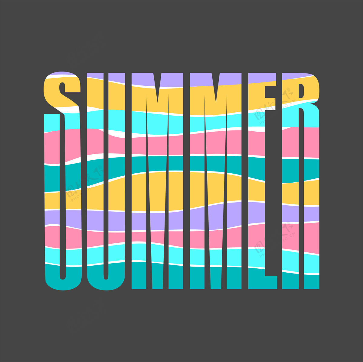 五颜六色夏天和明亮的颜色字母字体字母夏天