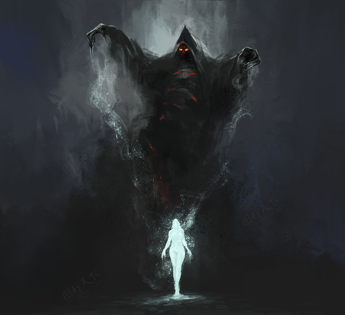 噩梦精灵是从死亡的魔法中诞生的 魔法插图 3d插图精灵冒险恐怖