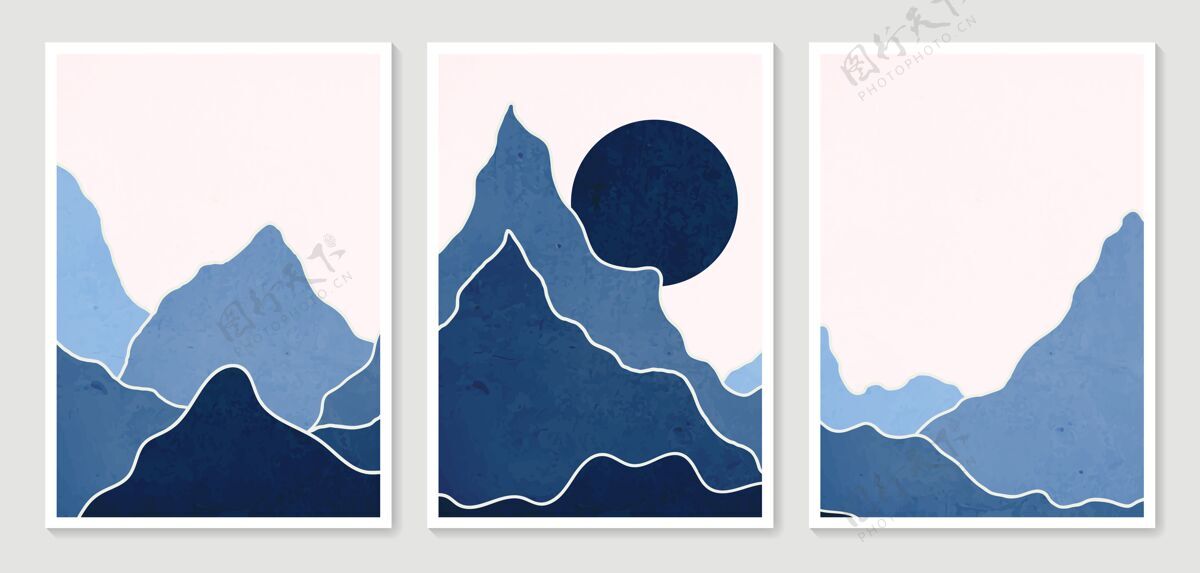 海报抽象的现代山水审美背景设置山波西米亚