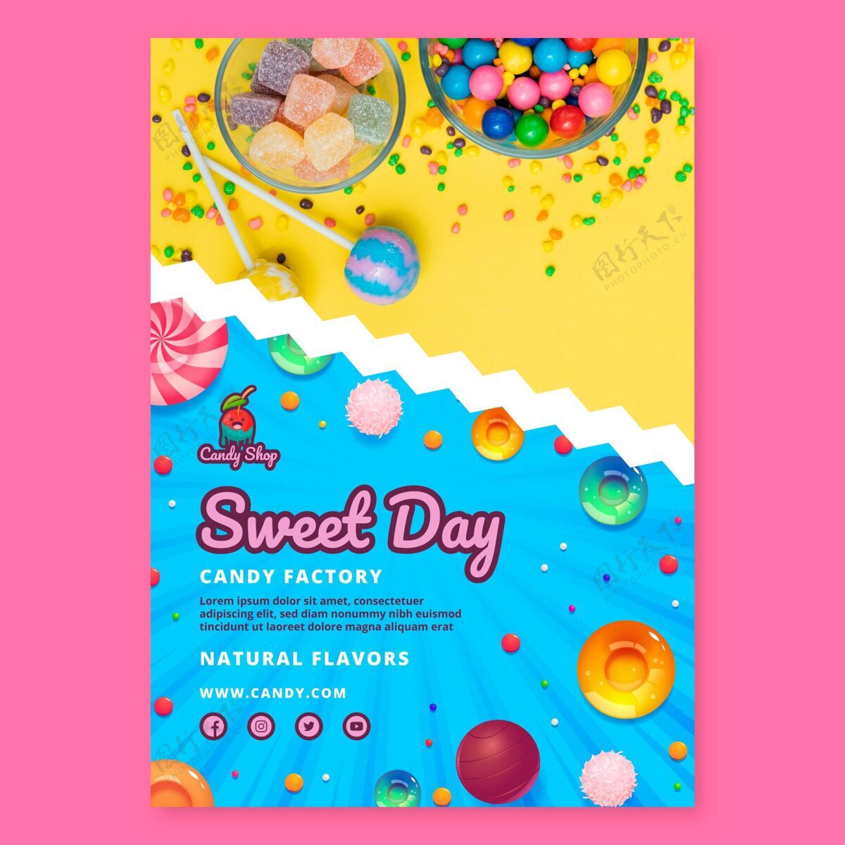海报糖果工厂海报模板甜点糖随时打印