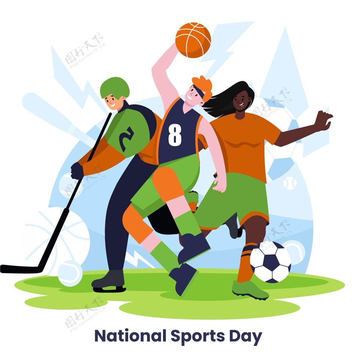 比赛印尼国家体育日插画手绘Pekanolahraga体育