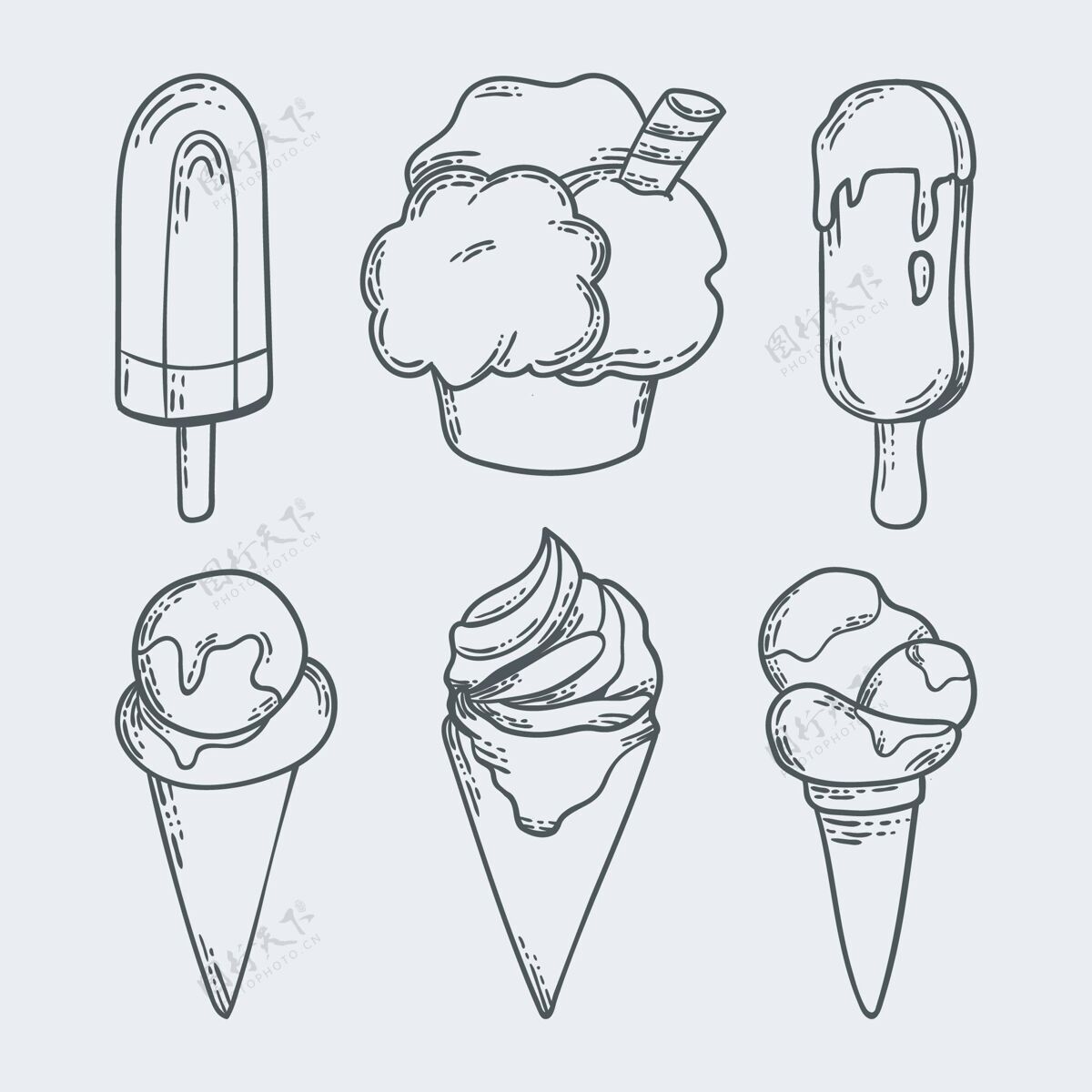 包装手绘冰淇淋系列套餐美味食品