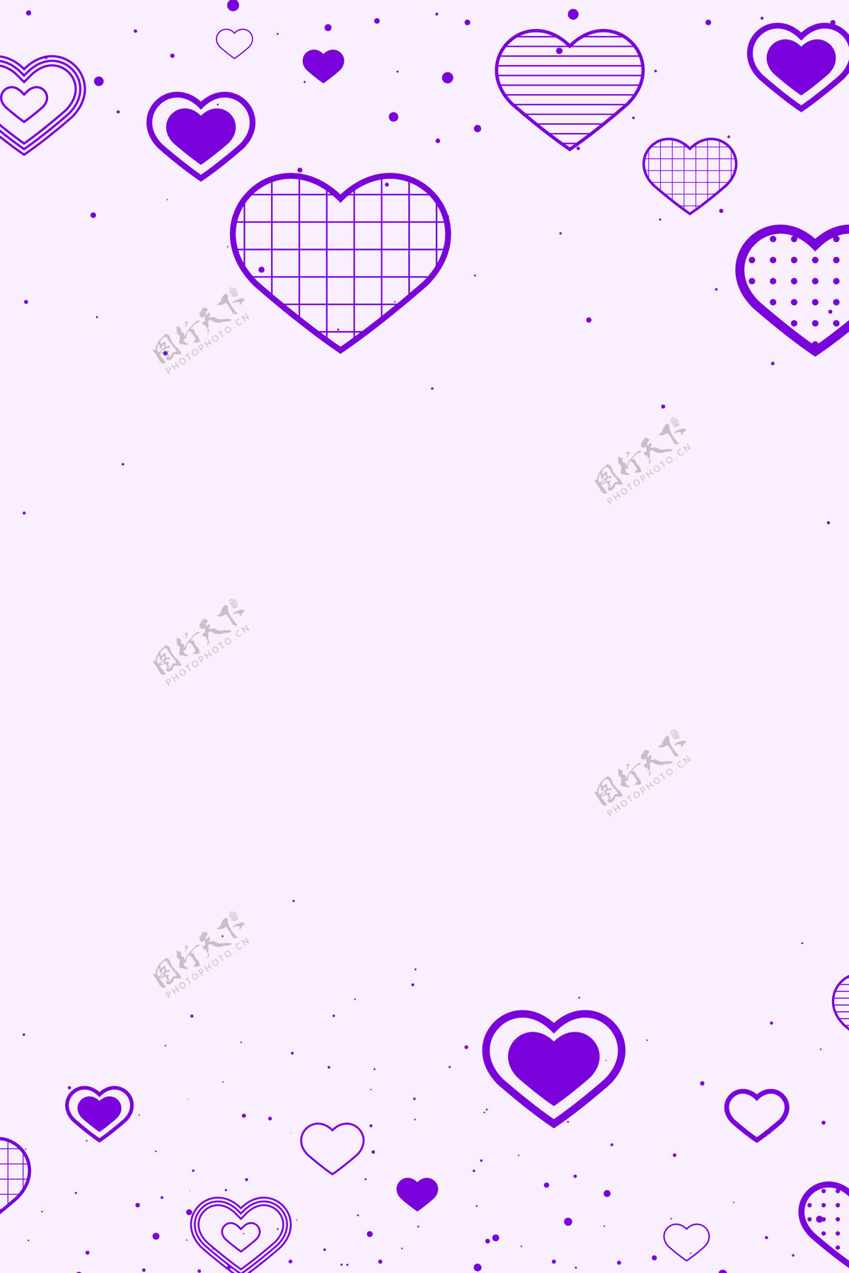 浪漫用心形装饰的紫色边框心脏边界心脏爱情