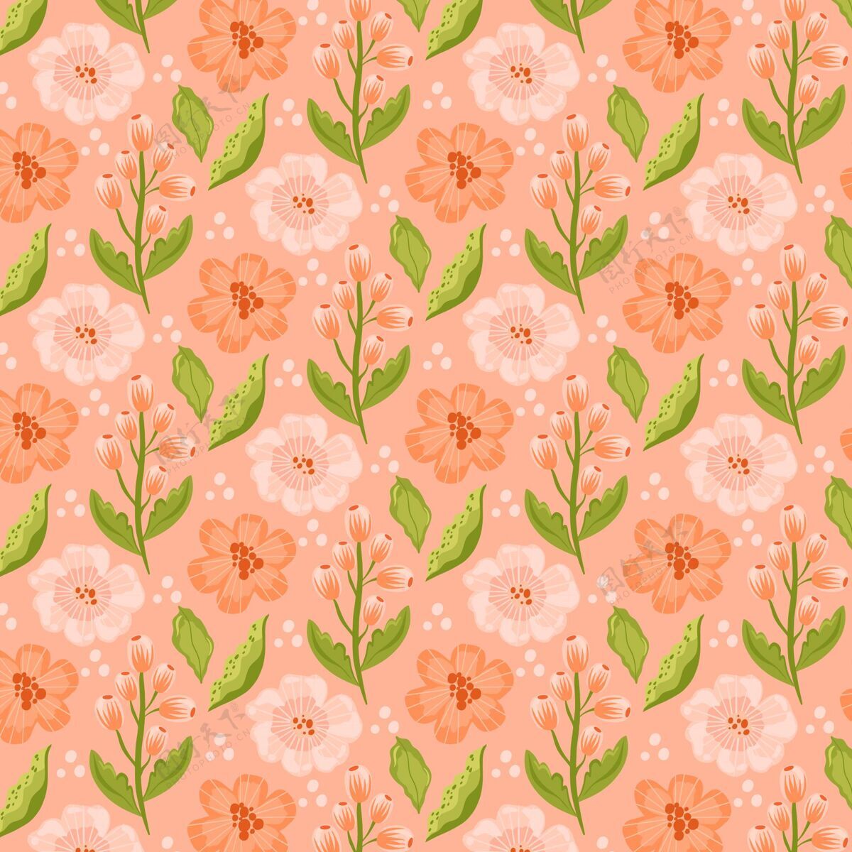 蔬菜桃色手绘花卉图案图案设计桃色花卉