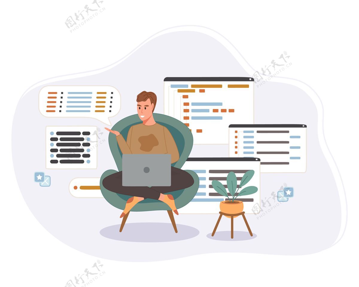 办公桌从事网页开发代码的程序员在计算机上用python php和java脚本进行工程师编程远程自由职业者男性