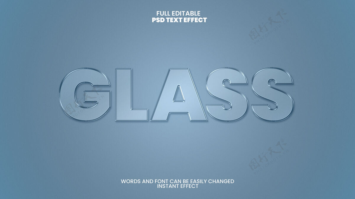 极简玻璃文字效果玻璃字体排版