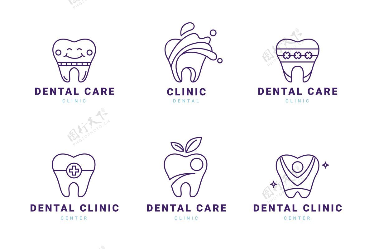 医疗线性平面牙科标志系列口腔新鲜解剖