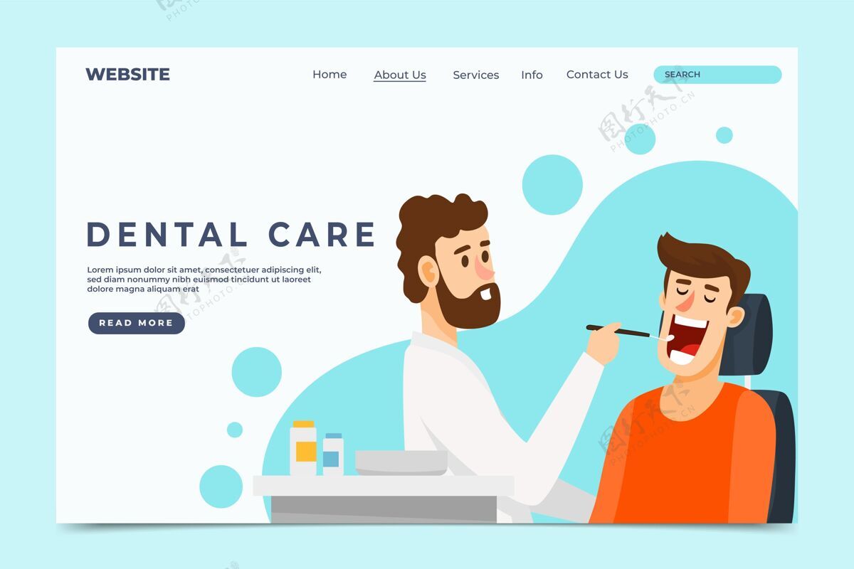 医疗平面设计牙科保健网页模板健康牙齿医疗保健
