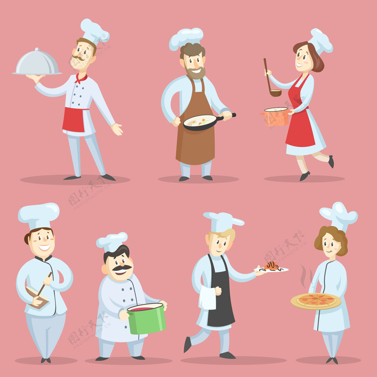 餐专业厨师烹饪食品插图集人女人收藏