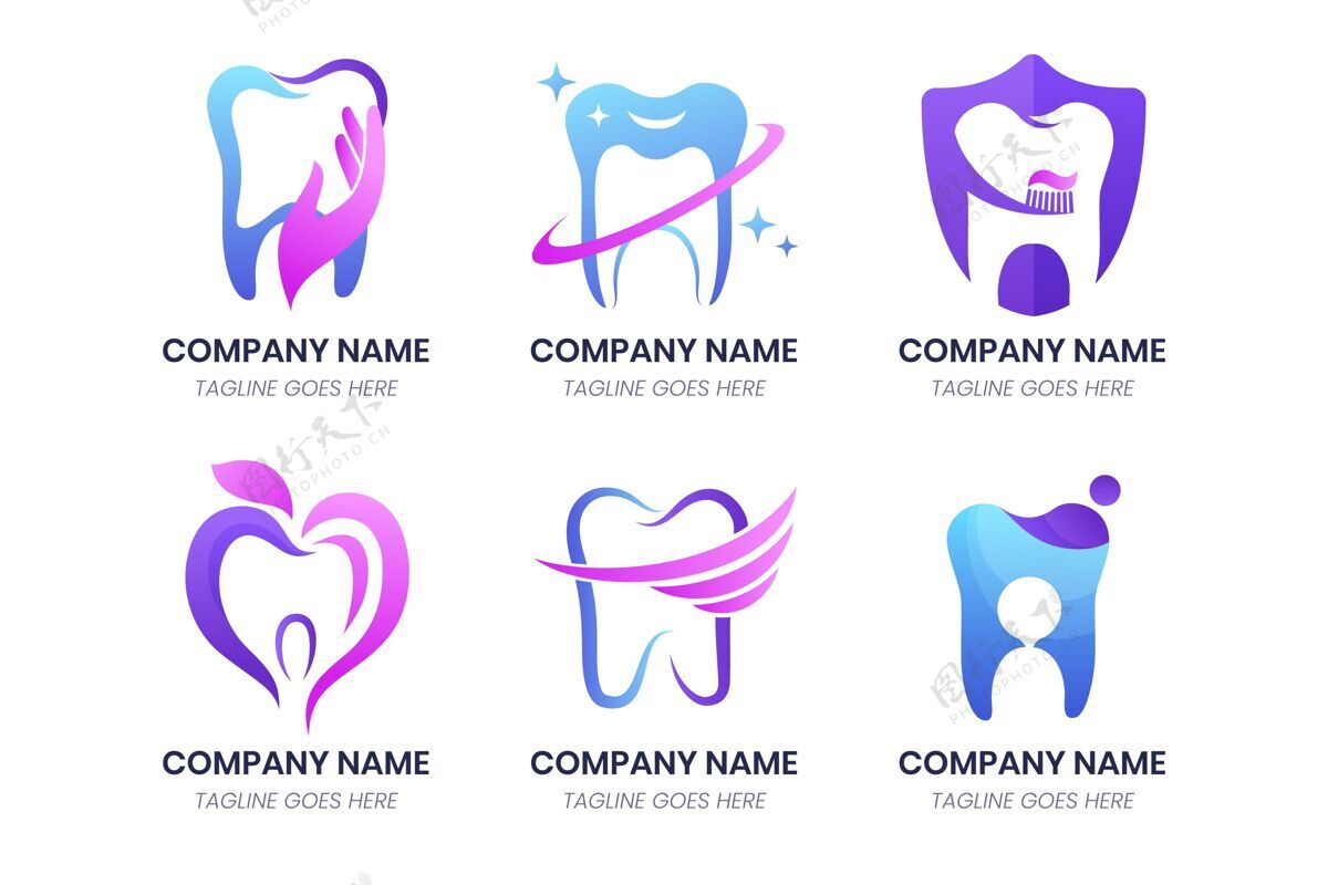 企业标识渐变牙科标志包企业标志梯度