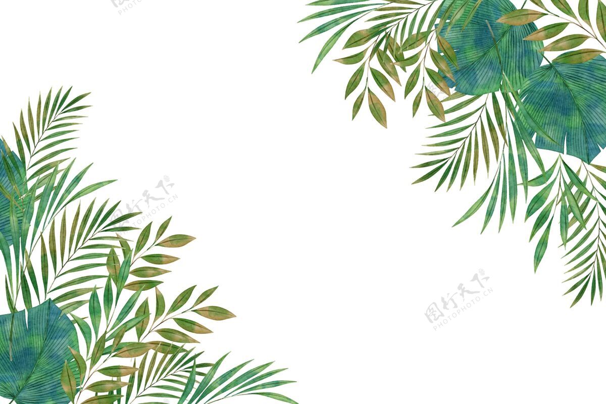 手绘背景手绘水彩自然背景墙纸手绘绿色植物