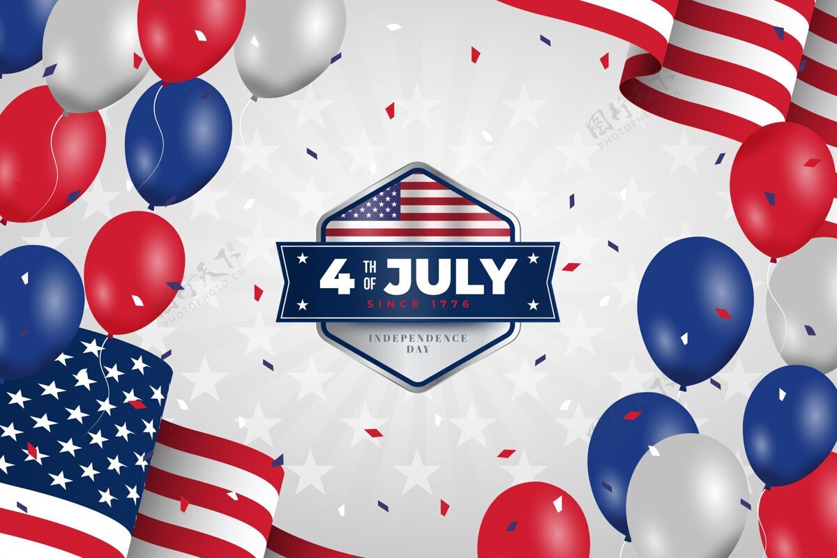 活动手绘七月四日独立日气球背景手绘气球背景美国