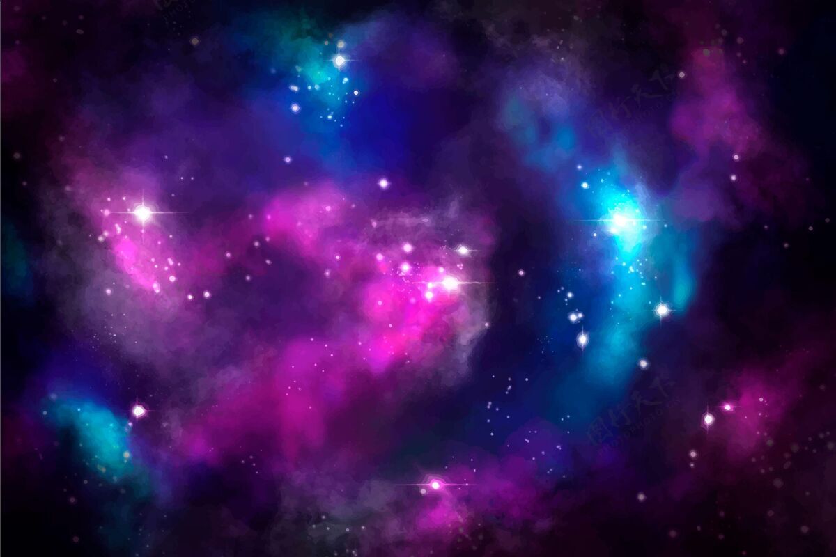 星系手绘水彩银河背景水彩墙纸宇宙