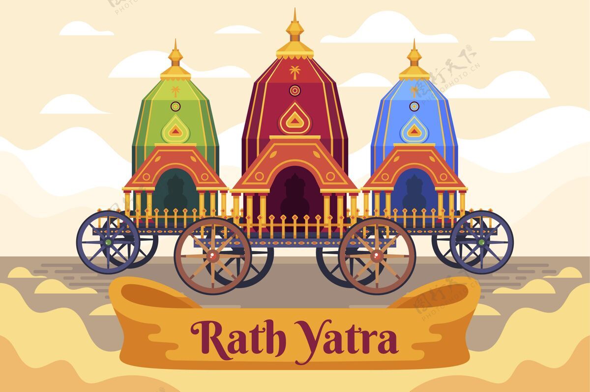 7月12日平面拉思雅特拉庆祝插图印度印度教庆祝