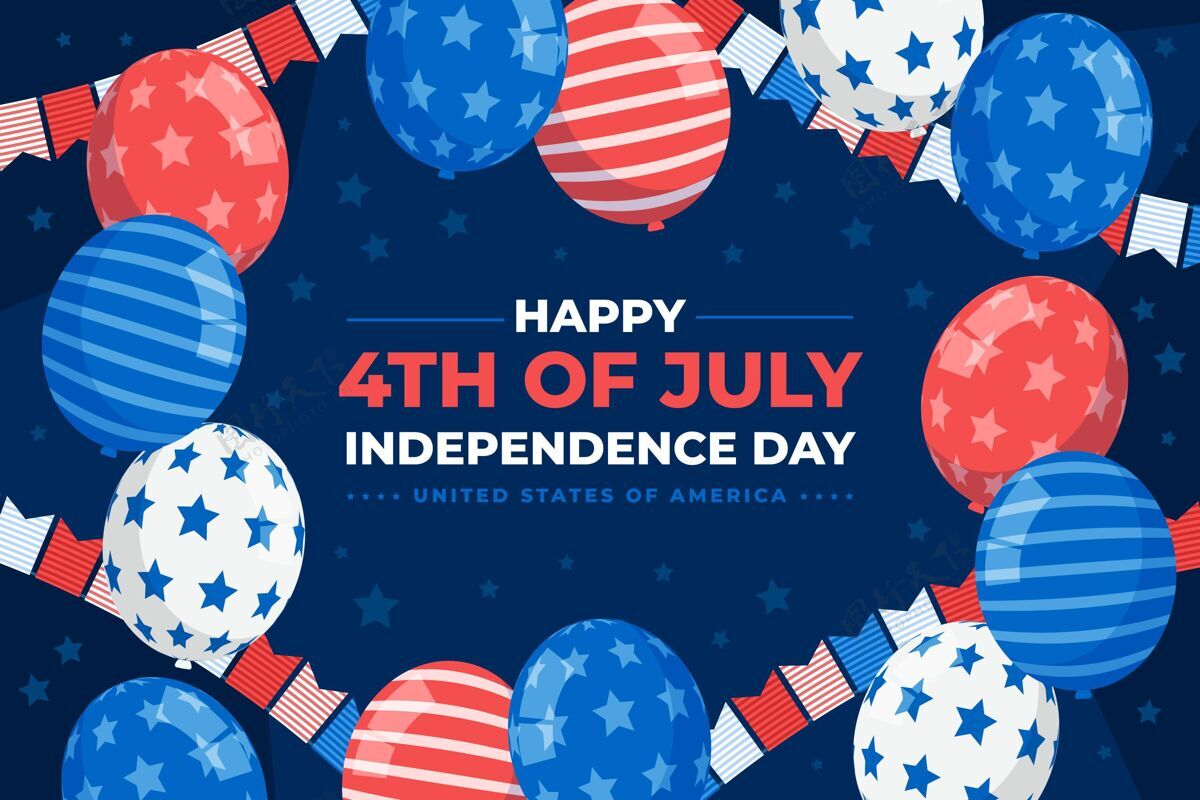 7月4日七月四日-独立日气球背景背景美国活动