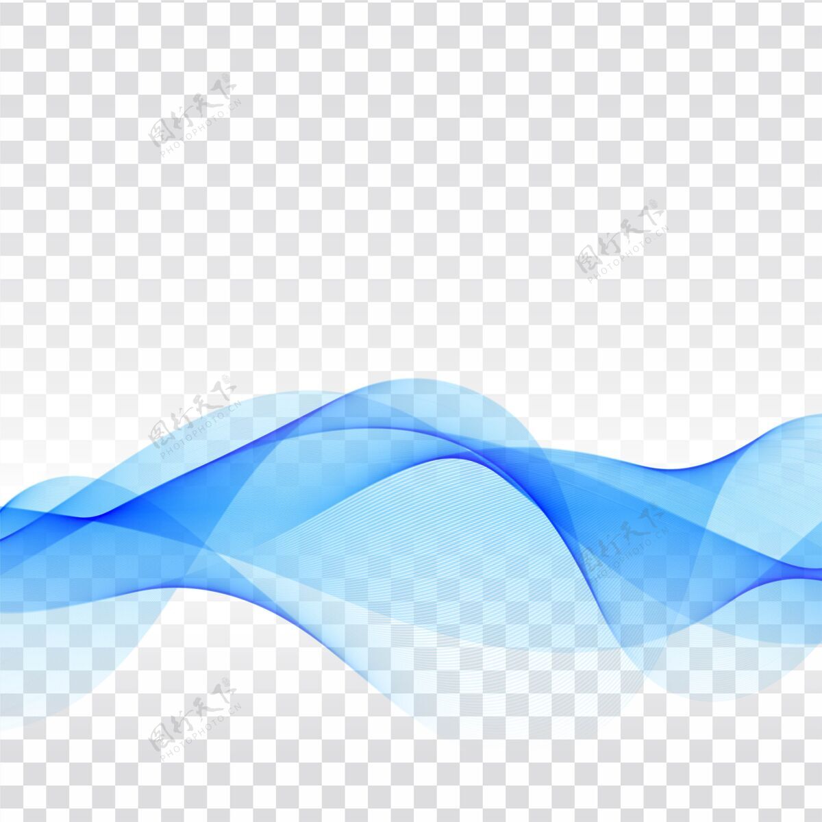 现代抽象优雅的蓝色波浪形状Swoosh墙纸
