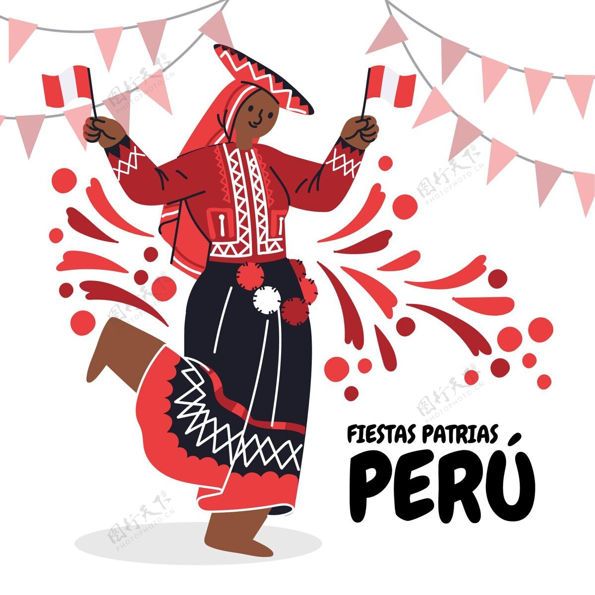 庆典秘鲁国父节卡通插画独立事件纪念