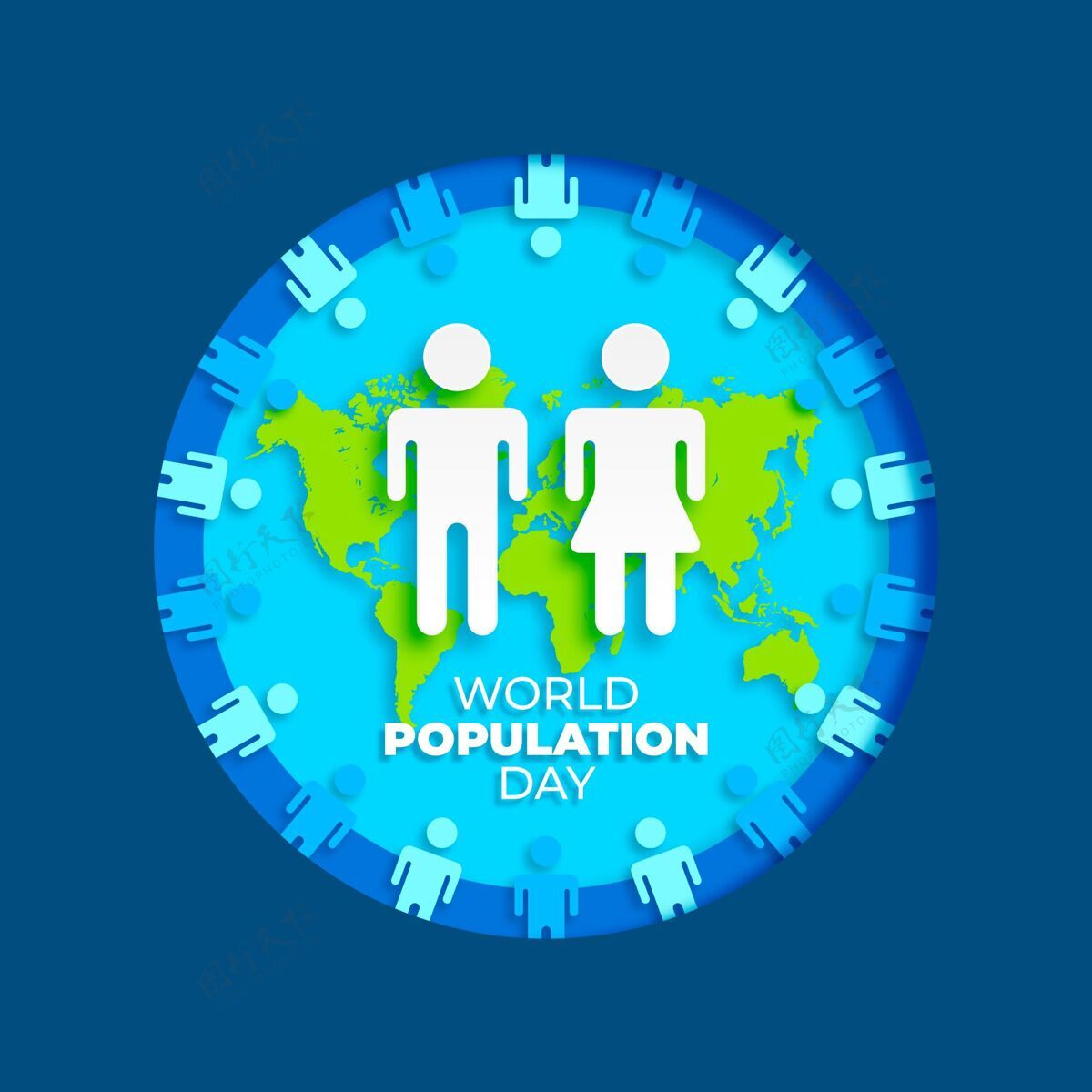 全球世界人口日纸制插图世界人口日问题全球人口