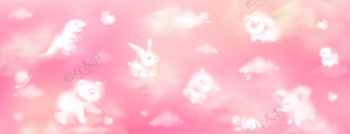 蝴蝶粉红色的云动物气象柔软猫