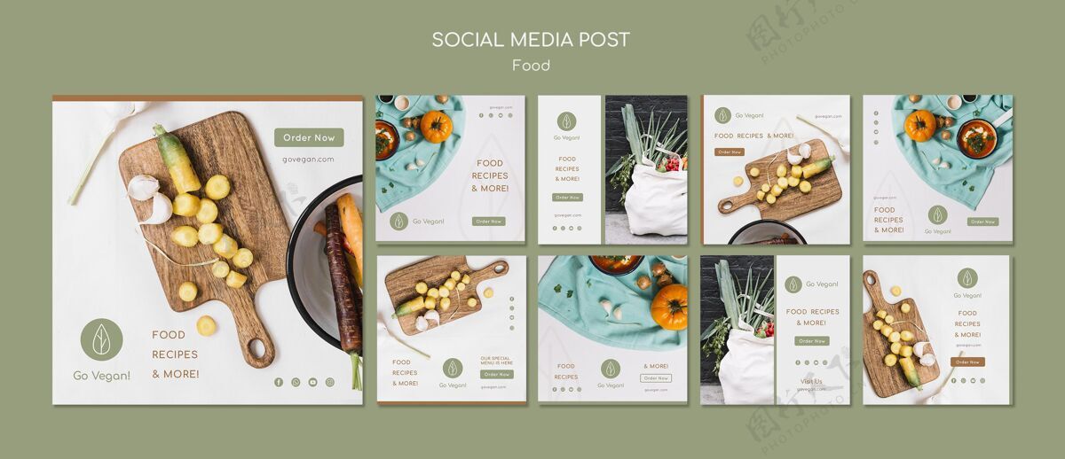 社交媒体纯素食品Instagram故事集社交媒体故事美食社交媒体模板