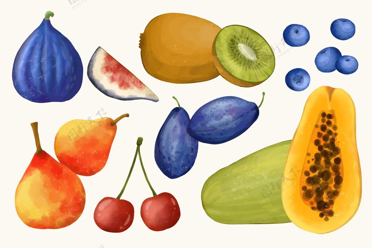 手绘手绘水彩画水果系列包装水果包装套装