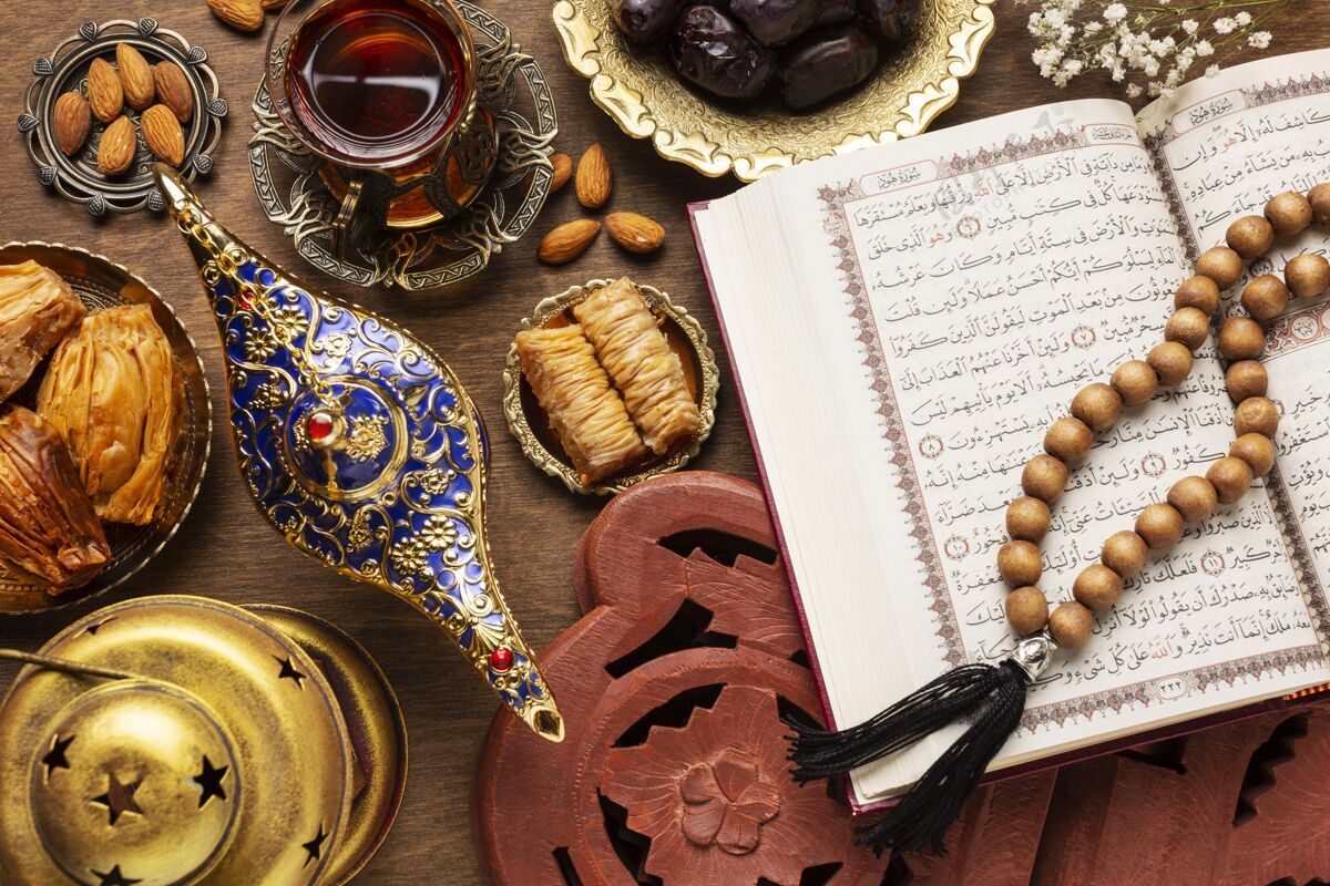 文化带祈福珠的伊斯兰新年食品传统希吉里新年阿拉伯新年