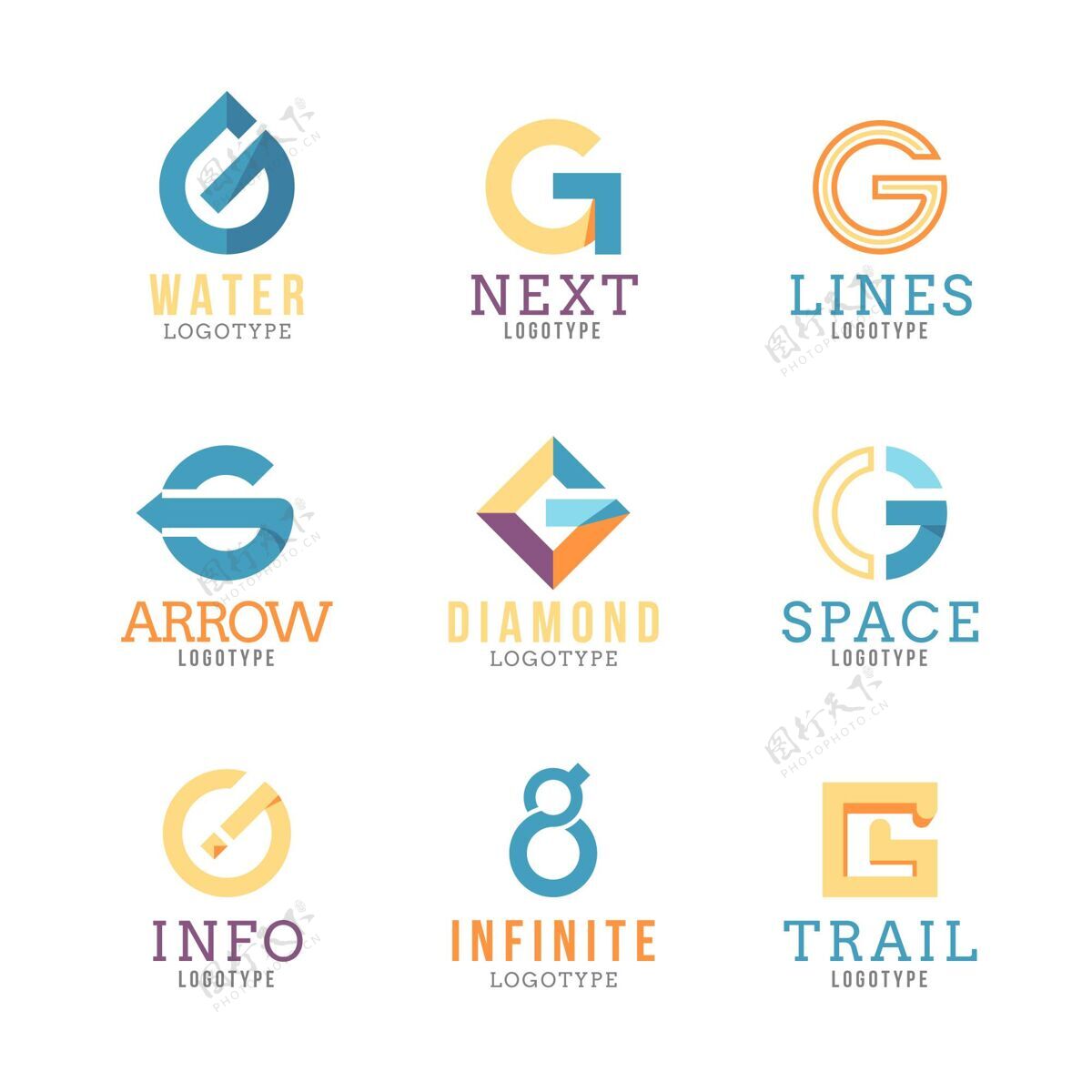 企业标志平面g字母标志收集标志模板公司标志企业